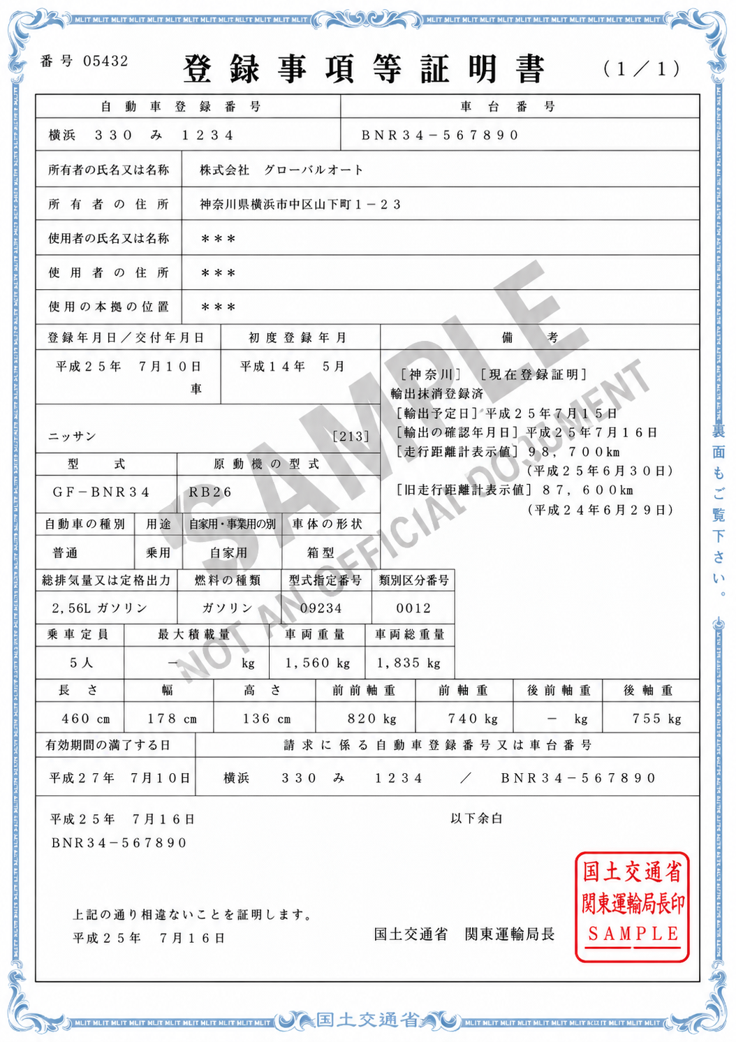 JUMVEA Certificate — sample document